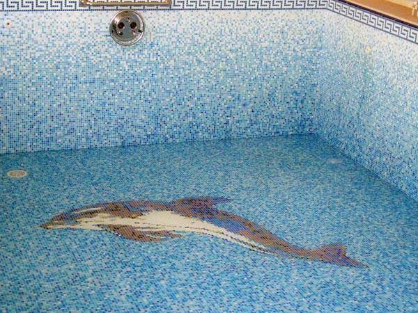 Дельфин из мозаики в бассейне