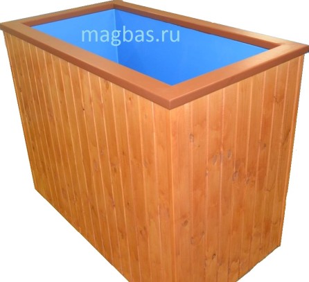 Купель 1,55х0,85х1,25м из полипропилена отделанная деревом. Купель 1,55х0,85х1,25м из полипропилена отделанная деревом.