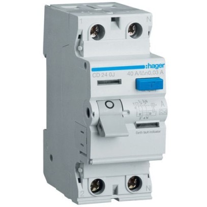Дифреле (УЗО) Hager CD240J 2-полюсное 6kА 40А 30mA тип А