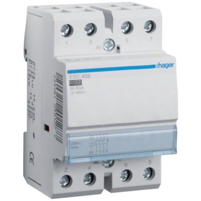 Контактор Hager ESC466 230 В/63 A, 1 НЗ + 3 НО