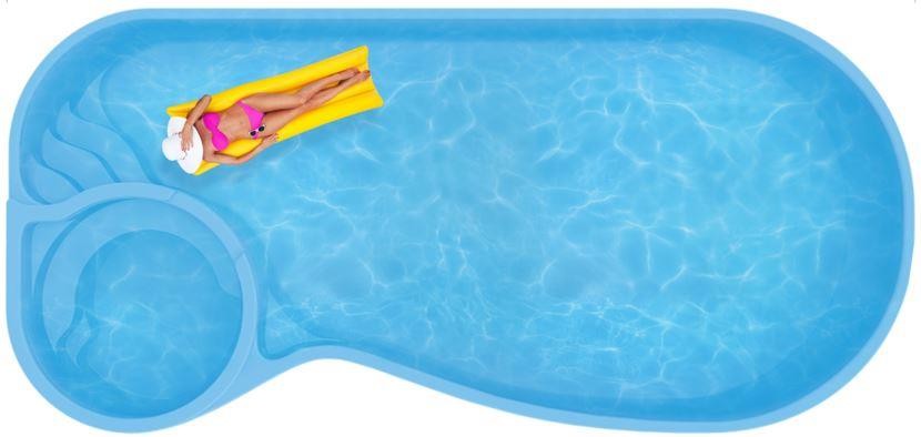 Бассейн  8,06х3,75х1,31-1,81м. Сен-Тропе композитный (чаша)