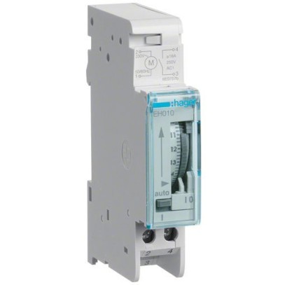 Таймер аналоговый Hager EH010, 1 модуль, суточный, без запаса хода