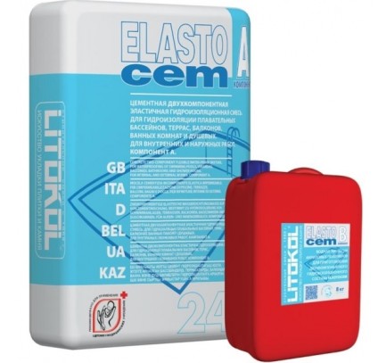 Elastocem гидроизоляция 2-компонентная для бассейна (комплект) Litokol, 32кг. Elastocem гидроизоляция 2-компонентная для бассейна (комплект) Litokol, 32кг.