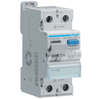 Дифреле (УЗО) Hager CDA584C 2-полюсное 10kА 100А 30mA тип А