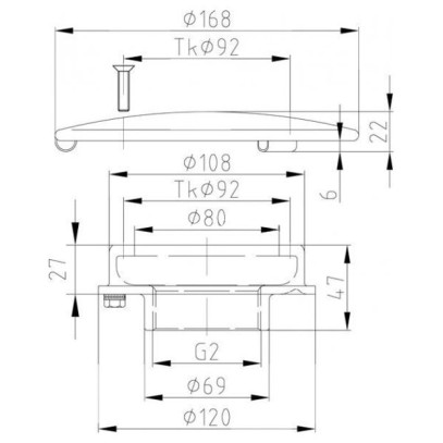 Донный слив Fitstar 2005020 ВР 2", 168 мм Донный слив Fitstar 2005020 ВР 2