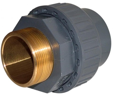 Муфта д. 50 разборная (ПВХ/Латунь) с наружной резьбой 1,5дюйма