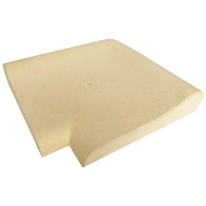  Внешний прямой угловой копинговый камень Carobbio Rustic с микроперфорированной поверхностью, 335x335 мм (песочный) 