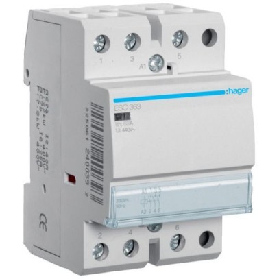 Контактор Hager ESC363 230 В/63 A, 3 НО Контактор Hager ESC363 230 В/63 A, 3 НО