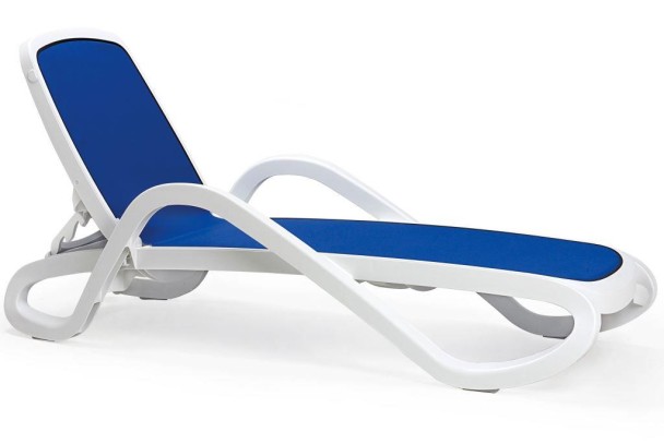 Шезлонг Nardi Alfa с подлокотниками, бело-синий