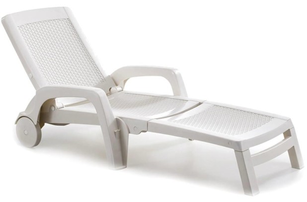 Шезлонг B:rattan MIAMI складной, белый