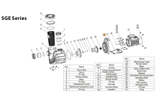 Крышка задняя насоса SGE Mayer Schwimmbad LX A02220159