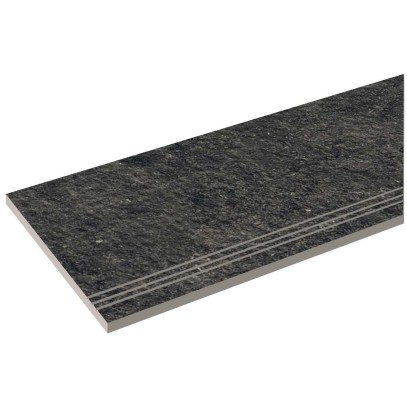 Бортовая прямая плитка Italon Рум Блэк противоскользящая 300х600 мм, с рукохватом (правая)