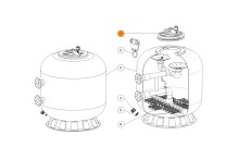 Крышка бочки фильтра K1200-2000/E1400-E2000/S1000-S1200 С ПРОКЛАДКОЙ б/кл.спуска возд.EMAUX 40112012