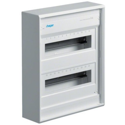 Распределительный щит Hager Volta VA24CN (2 ряда, 24+4 модуля), без двери Распределительный щит Hager Volta VA24CN (2 ряда, 24+4 модуля), без двери