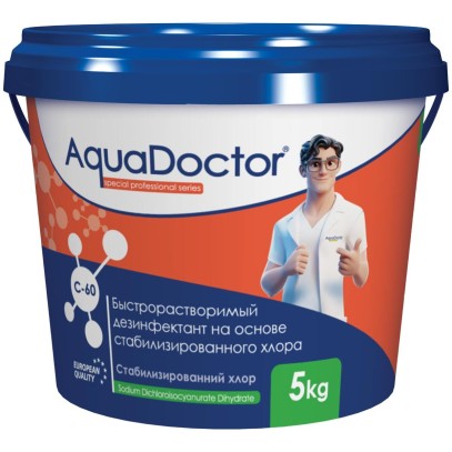 Ударный хлор AquaDoctor C-60 стабилизированный в гранулах 5кг Ударный хлор AquaDoctor C-60 стабилизированный в гранулах 5кг