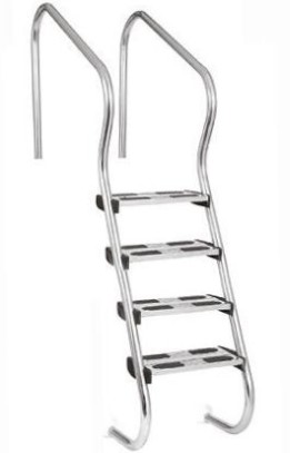 Лестница для облегченного входа в бассейн 4 двойные ступени AISI-316