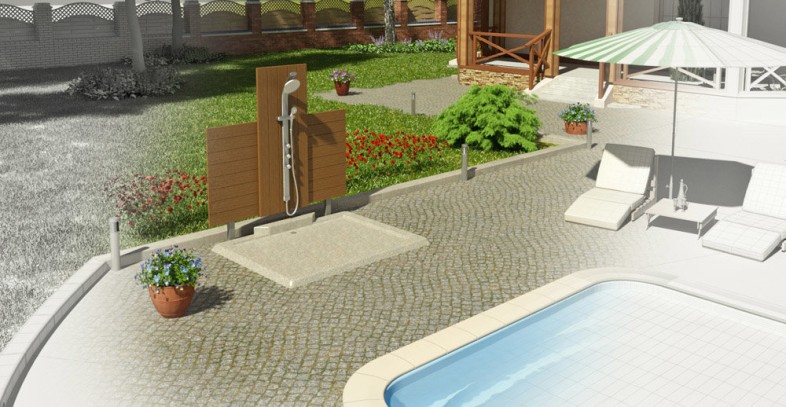 Приямок с крышкой душевая площадка мини, композитный 1,66x1,4x1,4м.