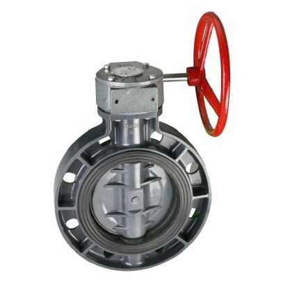  Дисковый межфланцевый затвор ПВХ Era с редуктором, d200 мм 