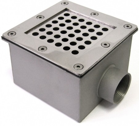 Слив  донный из нерж. стали квадратный  АТ 04.05 (150х150 - 1 1/2)