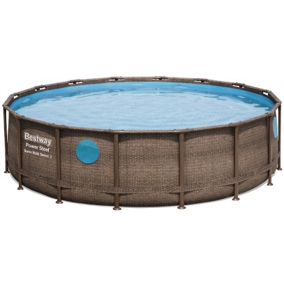 Каркасный бассейн Bestway Steel Дерево 56725 (488х122 см) с картриджным фильтром, лестницей и тентом Каркасный бассейн Bestway Steel Дерево 56725 (488х122 см) с картриджным фильтром, лестницей и тентом