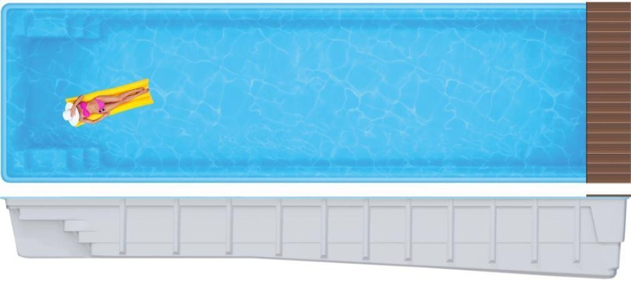 Бассейн 14,1х4,04х1,4-1,85м. ПОРТО POOL COVER композитный (чаша)