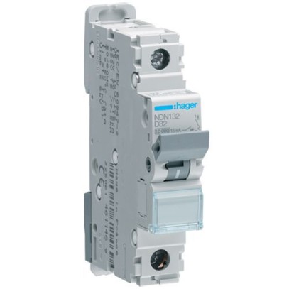 Автоматический выключатель Hager NDN132 1-полюсный, In=32 А “D”