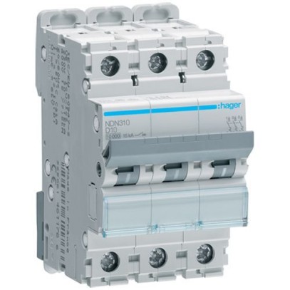 Автоматический выключатель Hager NDN310 3-полюсный, In=10 А “D”
