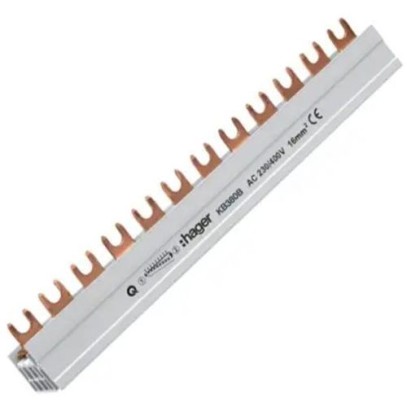 Шина вилочная Hager KB380B 3-полюсная, на 57 модулей, 16 мм2