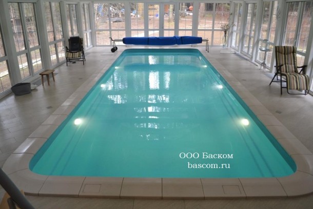 Бассейн композитный 10Х3,7Х1,26-1,62 м. Дижон в помещении