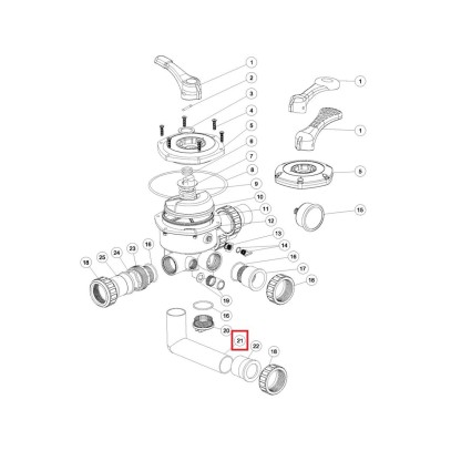  Колено 6-ти позиционного клапана Aquaviva S / SP / MFS 1.5