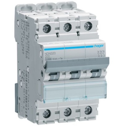 Автоматический выключатель Hager NDN320 3-полюсный, In=20 А “D”