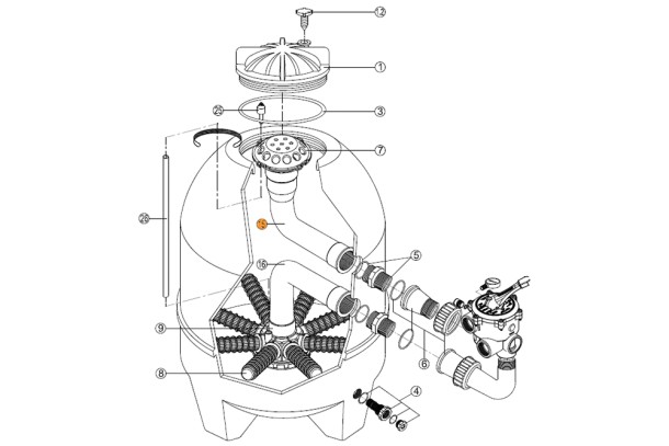 Коллектор верхний с диффузором для фильтра Balear BL 760 (н.о.) Kripsol (RRFI0007.00R+RRFI0015.03R)