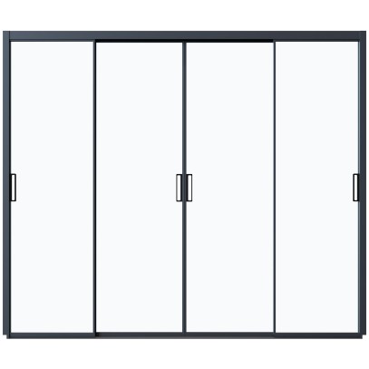  Стеклянная панель 2.35*3 м на 2х направляющих c рамкой 