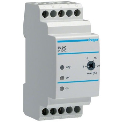 Реле контроля фаз Hager EU300, 2 модуля, 3 полюса